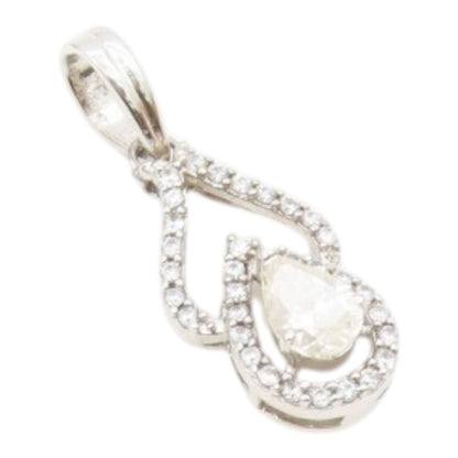 925 Sterling Silver  Vintage Quartz & Topaz Pear Shape Drop Pendant  PT20303