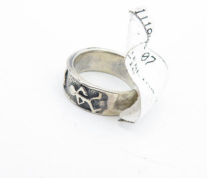 925 Sterling Silver  Vintage Oxidized Stick Figure Band Ring Sz 4.5  RG4574