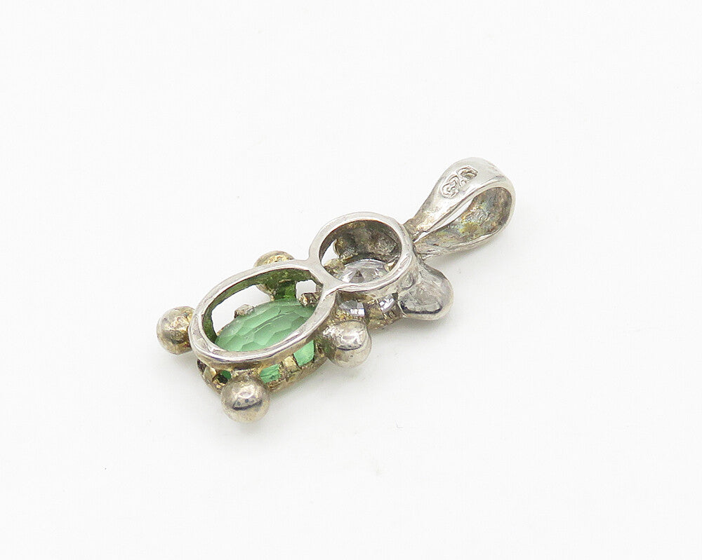 925 Sterling Silver  Vintage Cubic Zirconia & Topaz Teddy Bear Pendant PT14936
