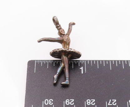 925 Sterling Silver  Vintage Dark Tone Ballet Dancer Pendant  PT19150