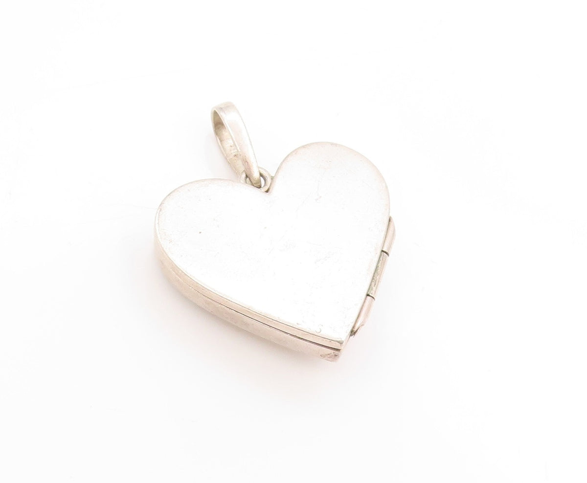 925 Sterling Silver Vintage Pendant Minimalist Solid Love Heart OPENS  PT25135