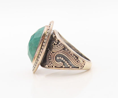 925 Sterling Silver Vintage Ring Oval Cut Gemstone Swirly Carved  Sz 9.5 RG30226