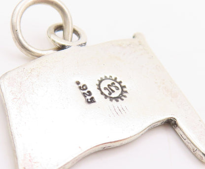925 Sterling Silver Vintage Pendant Antique Cutout USA Flag Charm  PT24539