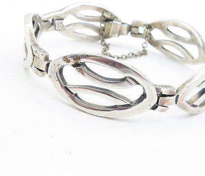 MEXICO 925 Sterling Silver  Vintage Shiny Open Hinge Chain Bracelet  BT2740