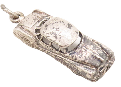925 Sterling Silver Vintage Pendant Dark Tone 3D Carved Car Charm  PT23831