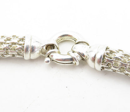 925 Sterling Silver  Shiny Polished Hollow Round Link Chain Necklace  NE1481