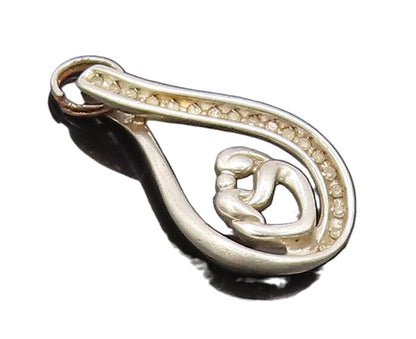 925 Sterling Silver Vintage Pendant Mom Child Love Diamonds Musical Note PT22605
