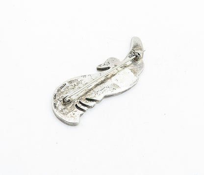 MEXICO 925 Sterling Silver  Vintage Turquoise Mosaic Bird Brooch Pin  BP2043