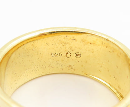 925 Sterling Silver Vintage Ring Gold Plated Real Diamonds Band  Sz 8  RG35017