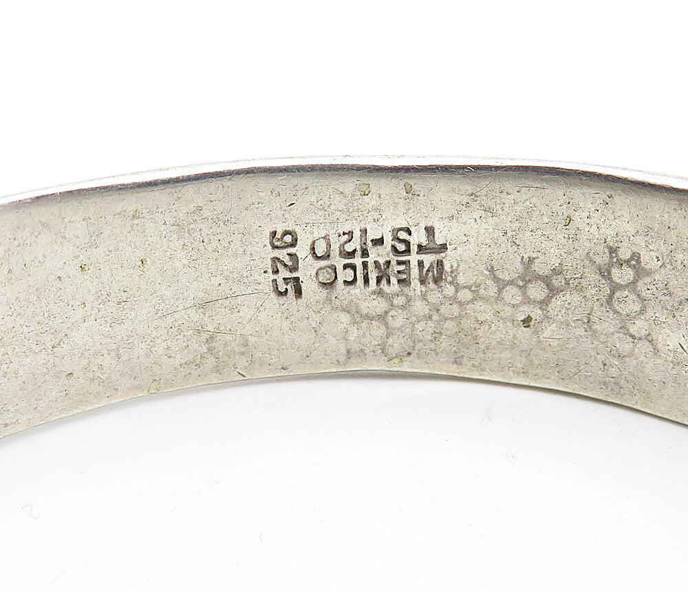 MEXICO 925 Sterling Silver  Vintage Floral Cutout Bangle Bracelet  BT1810