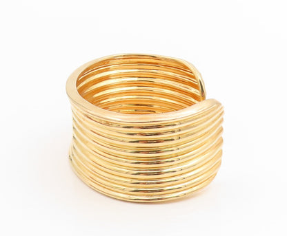 925 Sterling Silver Vintage Bracelet Gold Plated ROSS SIMON Ribbed Cuff  BT11834