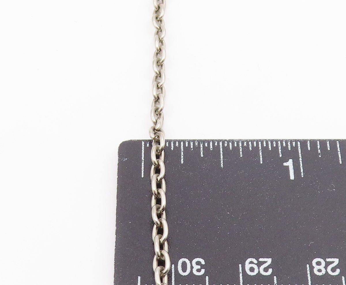 925 Sterling Silver  Vintage Dark Tone Floral Motif Chain Necklace  NE3566