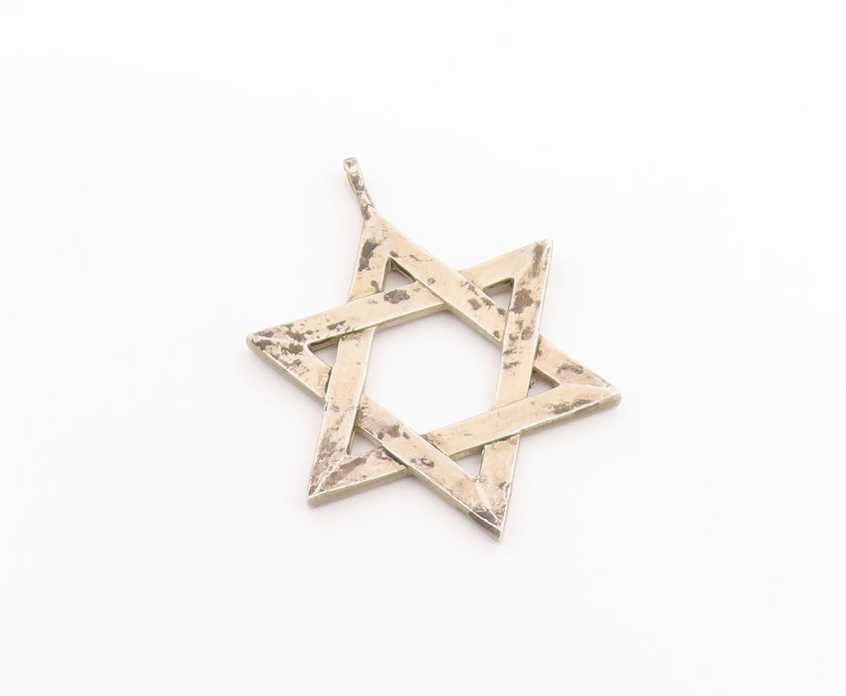 925 Sterling Silver Vintage Pendant Modernist Textured Star Of David  PT26289