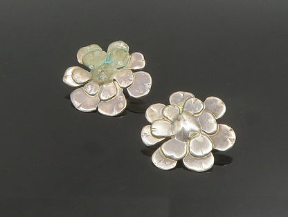 DESIGNER 925 Silver  Vintage Modernist Flower Non Pierced Earrings  EG11695