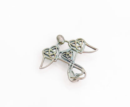 925 Sterling Silver Vintage Brooch Guardian Angel Celtic Knot Cut Out  BP11834