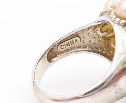 925 Sterling Silver Vintage Ring Designer Pearls Cluster Starfish  SZ 9  RG31940