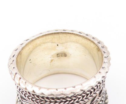 925 Sterling Silver Vintage Ring Designer Breaded Design Etched  Sz 5.5  RG33003