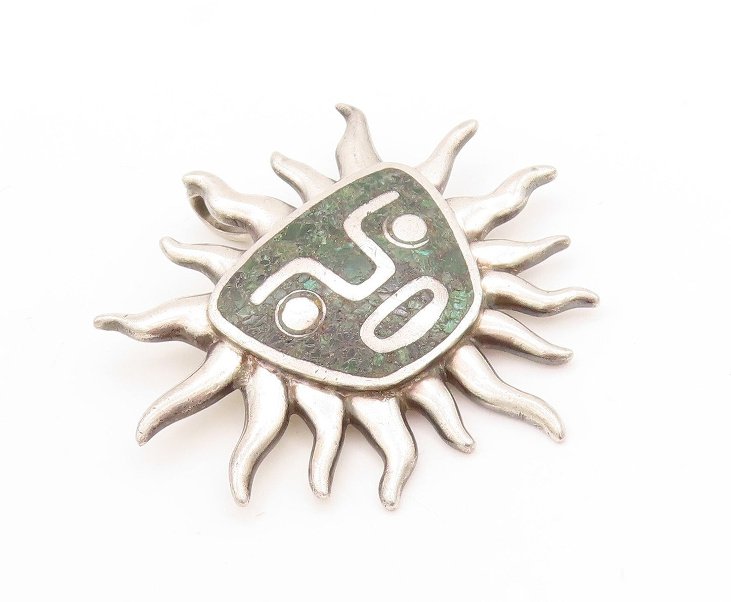 925 Sterling Silver Vintage Pendant MIGUEL MELENDEZ  Turquoise Sun  PT23643
