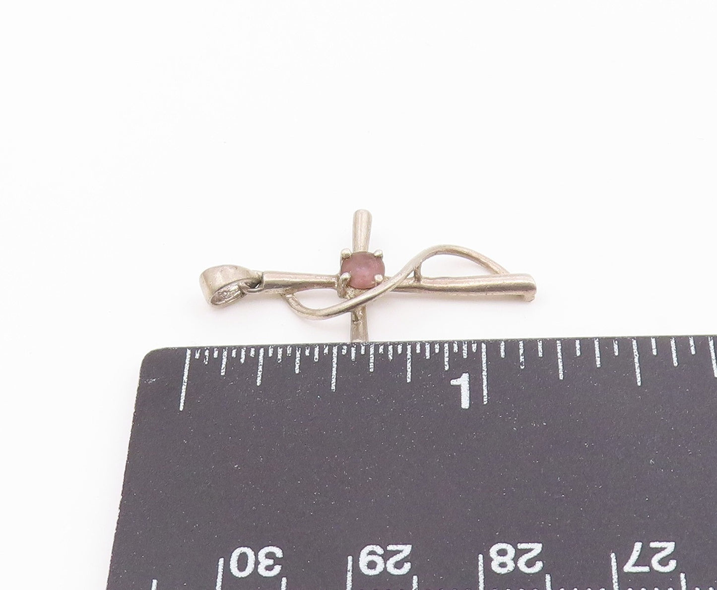 925 Sterling Silver  Vintage Amethyst Religious Cross Petite Pendant  PT17990