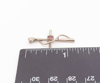 925 Sterling Silver  Vintage Amethyst Religious Cross Petite Pendant  PT17990