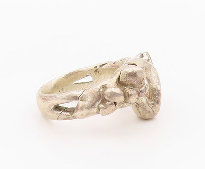 925 Sterling Silver Vintage Ring Brutalist Solid Sculptural Band  Sz 8  RG36327