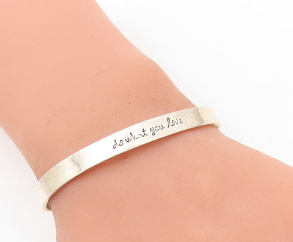 FAR FETCHED 925 Silver  Do What You Love Etched Quote Cuff Bracelet  BT2704