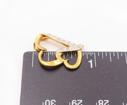 925 Sterling Silver  Genuine Diamonds Gold Plated Love Hearts Pendant  PT7845
