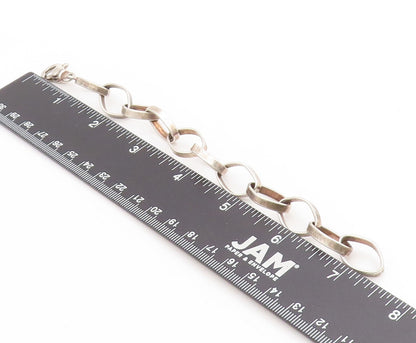 925 Sterling Silver Vintage Bracelet Chunky Interlocking Open Oval Link BT11724