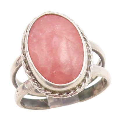 925 Sterling Silver Vintage Ring Oval Rhodochrosite Split Band  Sz 6.5  RG34817