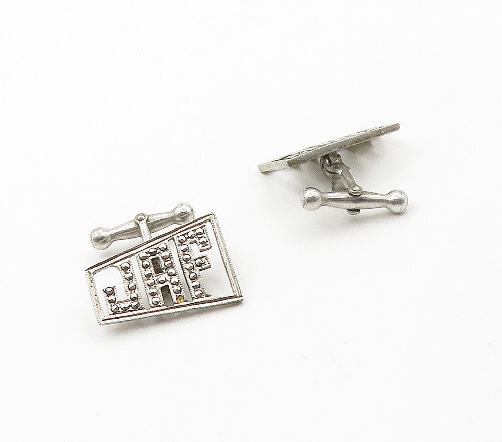 925 Sterling Silver  Vintage Sparkling JAF Initials Cufflinks  TR2217