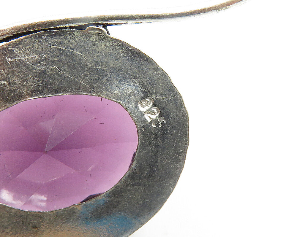 925 Sterling Silver  Vintage Faceted Amethyst Bubble Dangle Earrings  EG9505