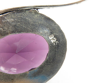 925 Sterling Silver  Vintage Faceted Amethyst Bubble Dangle Earrings  EG9505