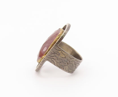 925 Sterling Silver Vintage Ring Modernist Faceted Quartz Band  Sz 6  RG36563