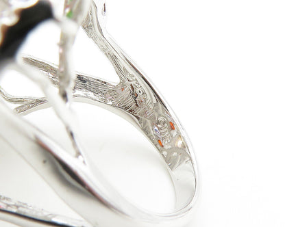 925 Silver Cubic Zirconia Topaz & Multi Stone Cocktail Ring Sz 9.5 RG19449
