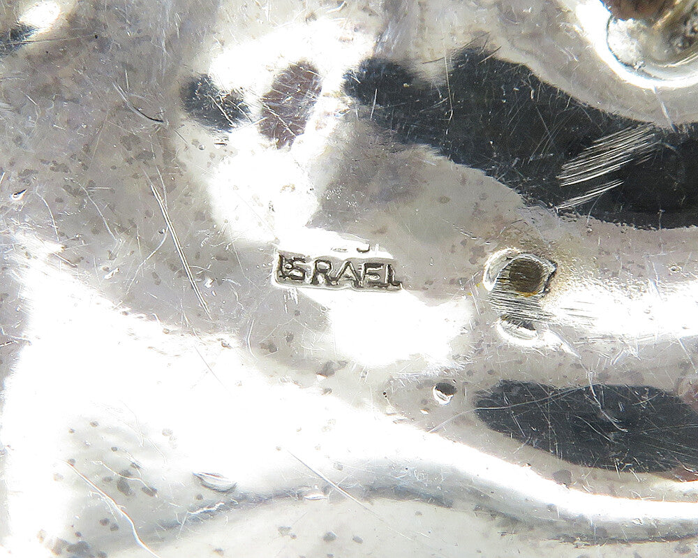 ISRAEL DESIGNER 925 Silver  Vintage Shiny Sculpted Flower Pendant  PT15177