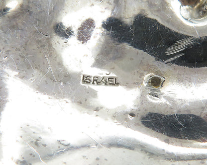 ISRAEL DESIGNER 925 Silver  Vintage Shiny Sculpted Flower Pendant  PT15177