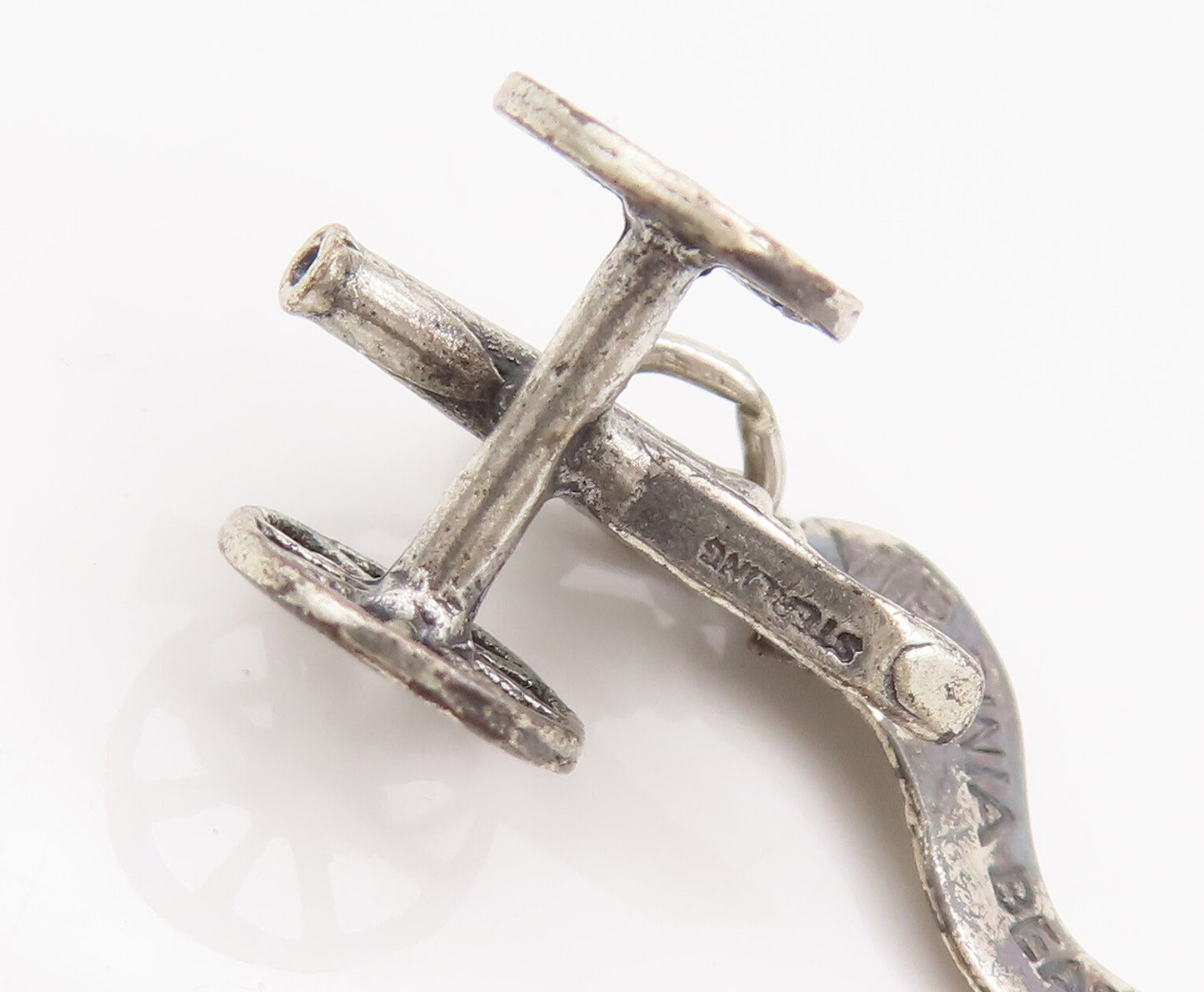 925 Sterling Silver Vintage Pendant Solid 3D Carved Mini Volley Gun  PT22760