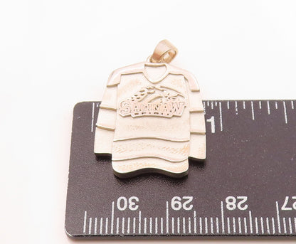 925 Sterling Silver  Vintage Saginaw Ice Hockey 53 Jersey Pendant  PT19251