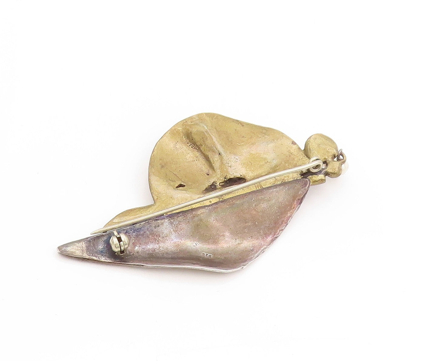 925 Sterling Silver Vintage Brooch Multi Gemstone Modernist Sailboat Pin BP11878