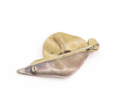 925 Sterling Silver Vintage Brooch Multi Gemstone Modernist Sailboat Pin BP11878