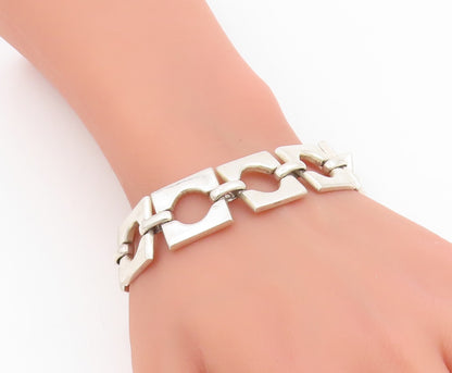 925 Sterling Silver Vintage Bracelet MEXICO Interlocking Open Squares BT11521
