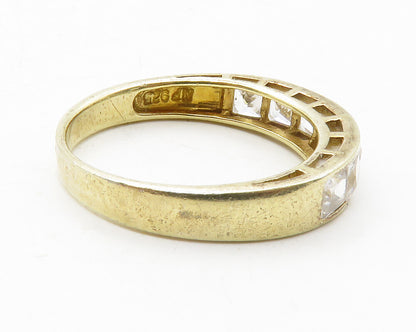 925 Sterling Silver  Cubic Zirconia Gold Plated Shiny Band Ring Sz 7  RG13266
