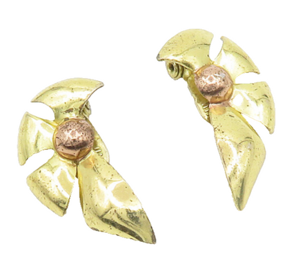 MONET 925 Sterling Silver  Vintage Shiny Two Tone Non Pierce Earrings  EG9426
