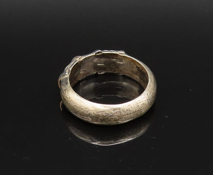 925 Sterling Silver  Vintage Etched Flower Pattern Scalloped Ring Sz 7 RG25680