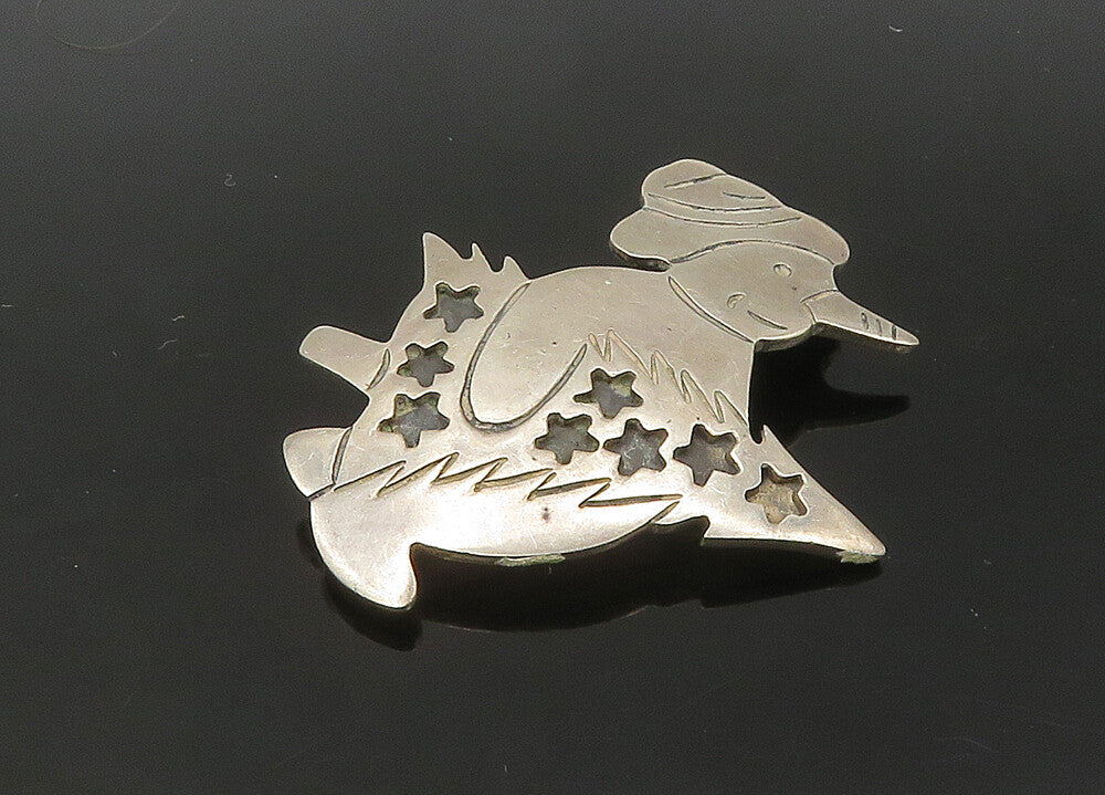 925 Sterling Silver  Vintage Snowman & Christmas Tree Brooch Pin  BP8455