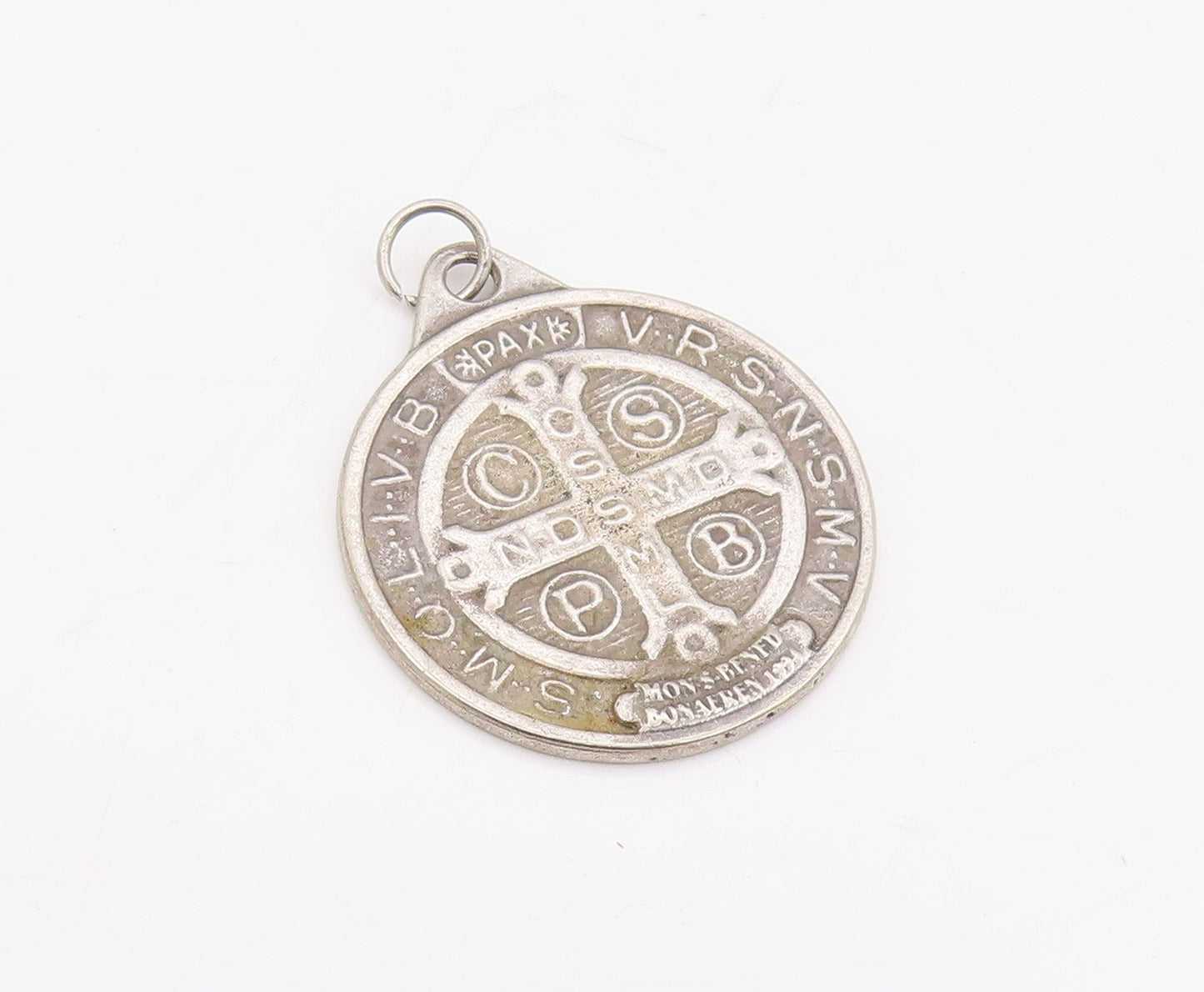925 Sterling Silver Vintage Pendant Saint Benedict Medal of Protection  PT25706