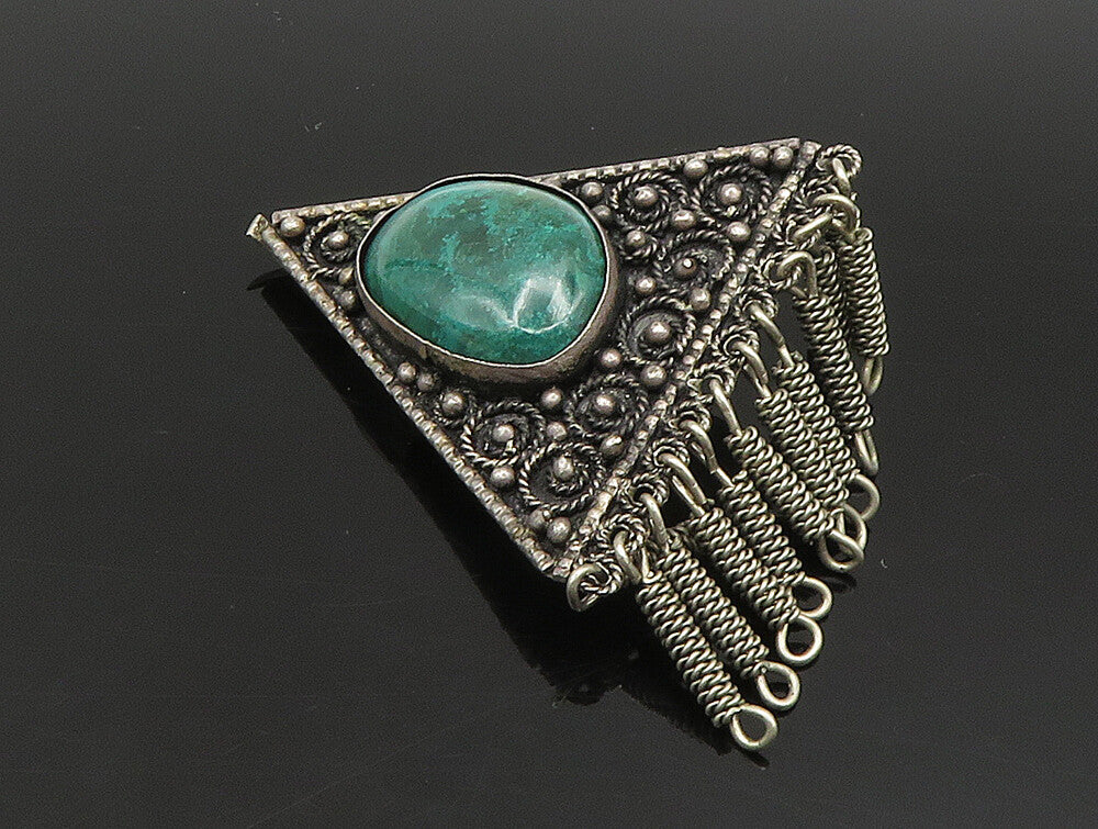 ISRAEL 925 Sterling Silver  Vintage Eilat Stone & Beads Brooch Pin  BP9453