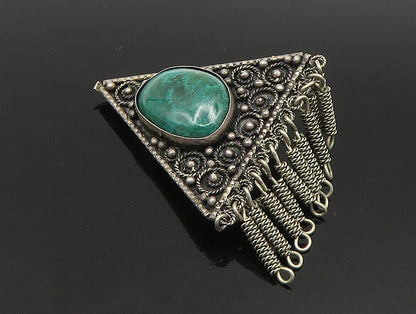 ISRAEL 925 Sterling Silver  Vintage Eilat Stone & Beads Brooch Pin  BP9453