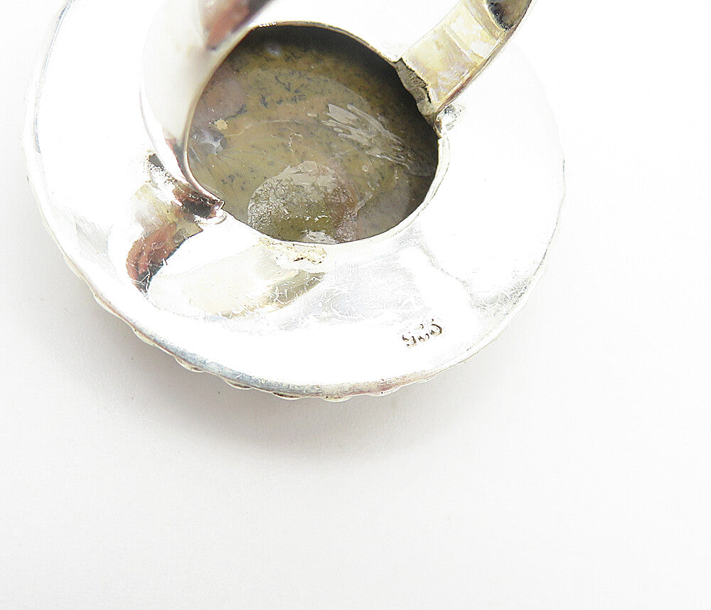 925 Sterling Silver  Cabochon Cut Brown Jasper Cocktail Ring Sz 8  RG8447