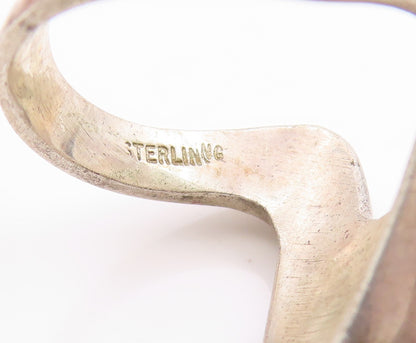 925 Sterling Silver Vintage Ring Hammered Alphabet Letter V Band Sz 8.5 RG33680